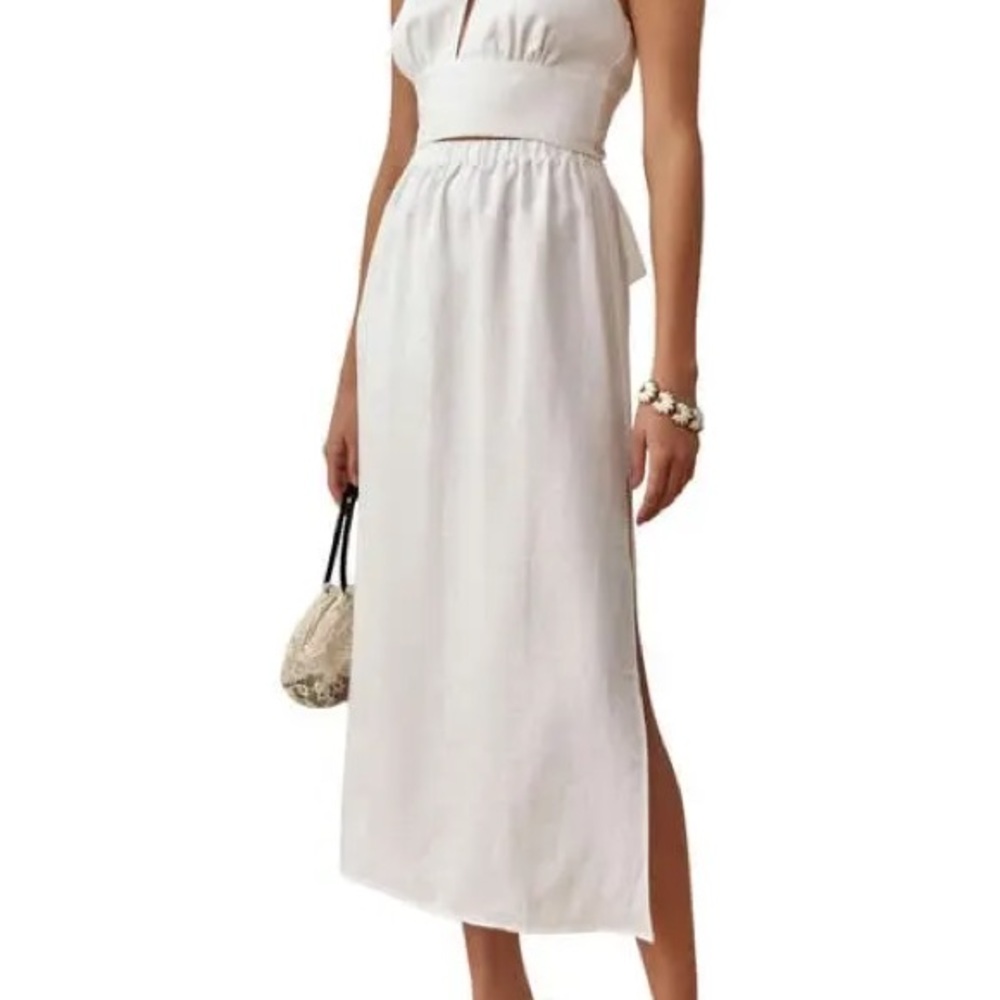 Reformation white Tulin linen halter top only